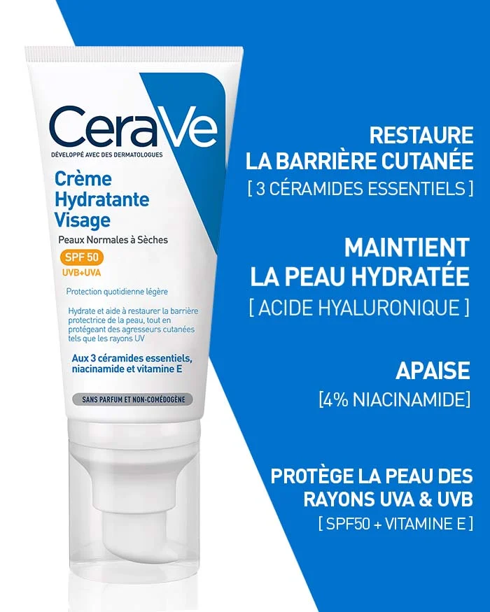 CeraVe Crème Hydratante Visage SPF50 52 ml