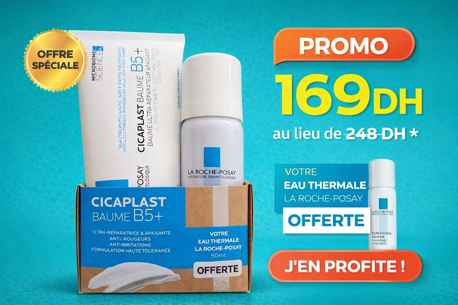 LA ROCHE-POSAY Cicaplast Baume B5 100ml Réparation Apaisement Vitamine B5 5% = Eau Thermale 50ml Offert